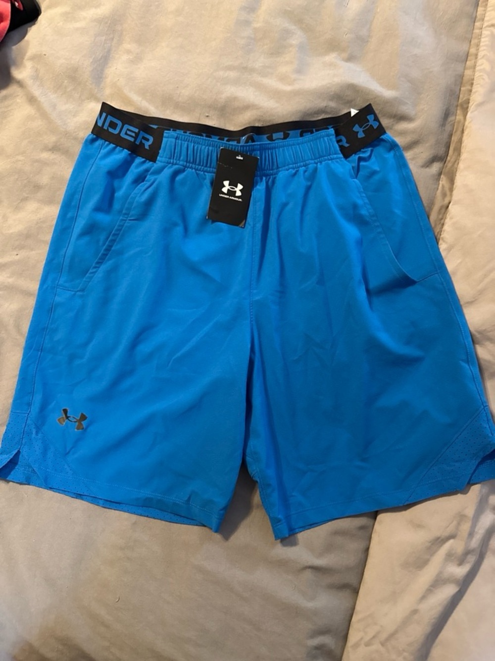 Under Armour Men's Electric Blue Training Shorts with Black Waistband
